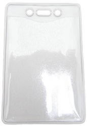 Clear Vinyl Vertical Badge Holder With Slot & Chain Holes - Military Size - 100/Pkg.